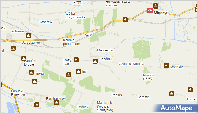 mapa Cześniki, Cześniki na mapie Targeo