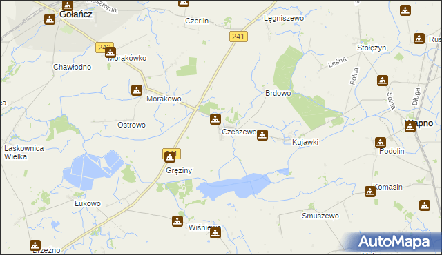 mapa Czeszewo gmina Gołańcz, Czeszewo gmina Gołańcz na mapie Targeo