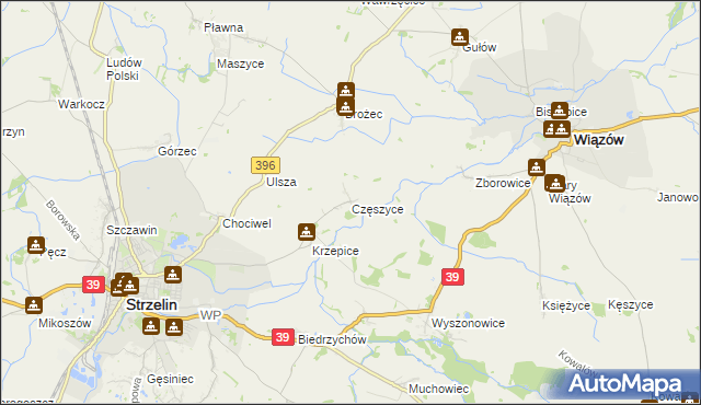 mapa Częszyce, Częszyce na mapie Targeo