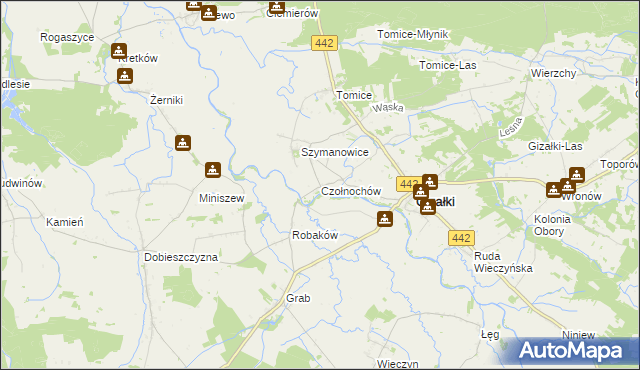 mapa Czołnochów, Czołnochów na mapie Targeo