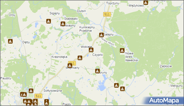 mapa Czyprki gmina Górowo Iławeckie, Czyprki gmina Górowo Iławeckie na mapie Targeo