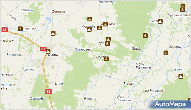 mapa Czyste gmina Dobra, Czyste gmina Dobra na mapie Targeo