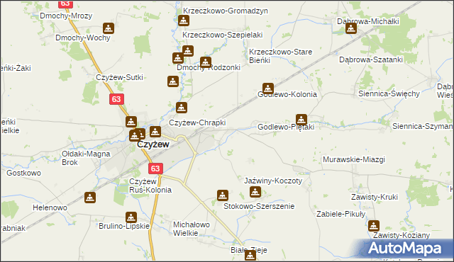 mapa Czyżew-Siedliska, Czyżew-Siedliska na mapie Targeo