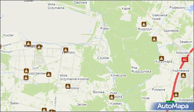 mapa Czyżów gmina Kleszczów, Czyżów gmina Kleszczów na mapie Targeo