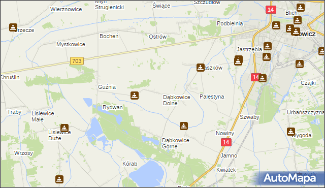 mapa Dąbkowice Dolne, Dąbkowice Dolne na mapie Targeo