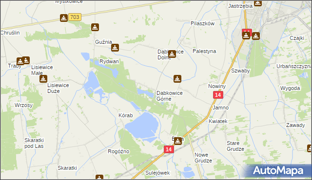 mapa Dąbkowice Górne, Dąbkowice Górne na mapie Targeo