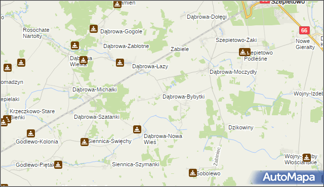 mapa Dąbrowa-Bybytki, Dąbrowa-Bybytki na mapie Targeo