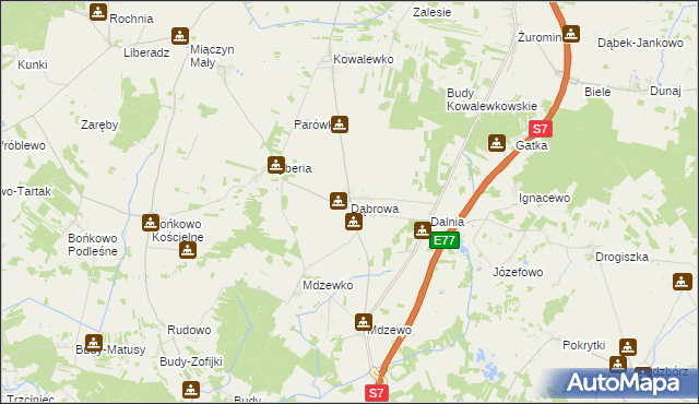mapa Dąbrowa gmina Strzegowo, Dąbrowa gmina Strzegowo na mapie Targeo
