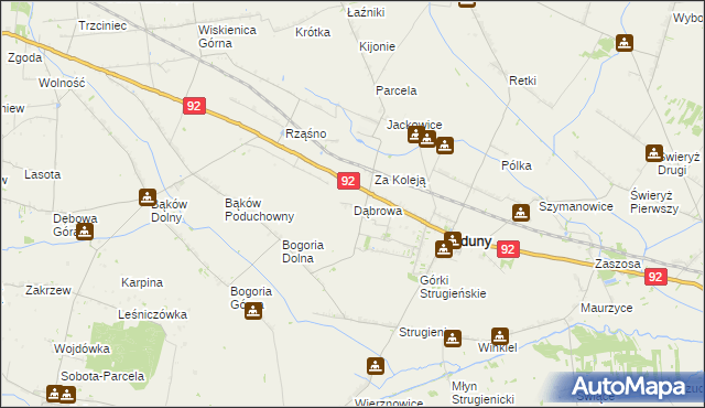 mapa Dąbrowa gmina Zduny, Dąbrowa gmina Zduny na mapie Targeo