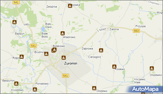 mapa Dąbrowa gmina Żuromin, Dąbrowa gmina Żuromin na mapie Targeo