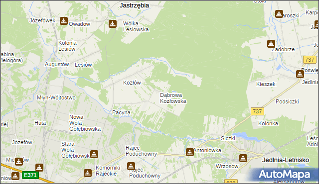 mapa Dąbrowa Kozłowska, Dąbrowa Kozłowska na mapie Targeo