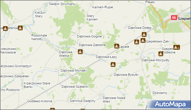 mapa Dąbrowa-Łazy gmina Szepietowo, Dąbrowa-Łazy gmina Szepietowo na mapie Targeo