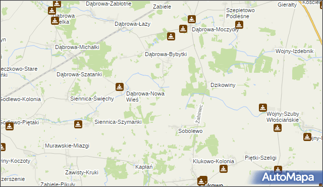 mapa Dąbrowa-Tworki, Dąbrowa-Tworki na mapie Targeo