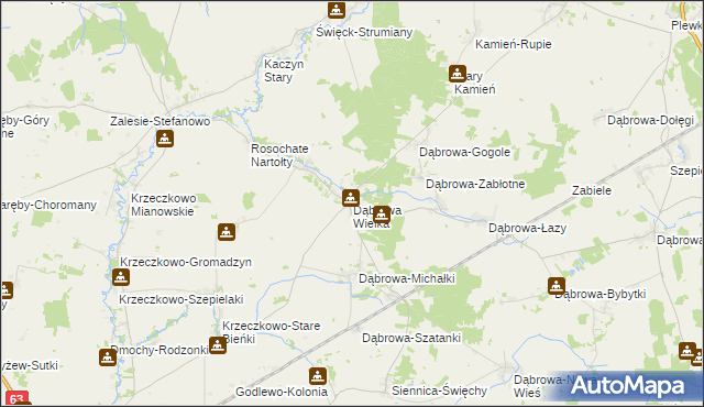 mapa Dąbrowa Wielka gmina Czyżew, Dąbrowa Wielka gmina Czyżew na mapie Targeo