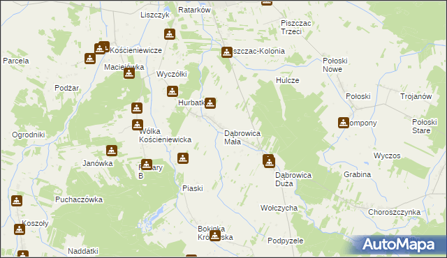 mapa Dąbrowica Mała, Dąbrowica Mała na mapie Targeo