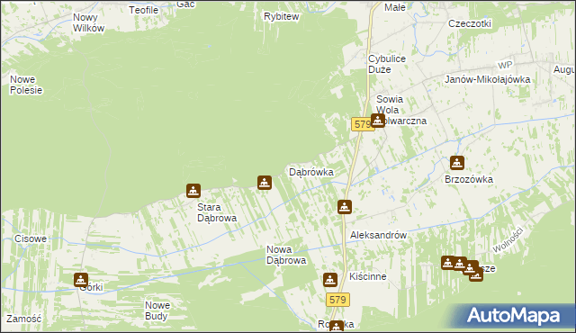 mapa Dąbrówka gmina Czosnów, Dąbrówka gmina Czosnów na mapie Targeo