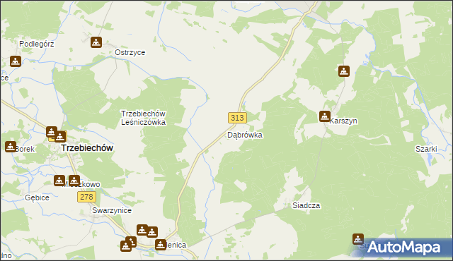 mapa Dąbrówka gmina Kargowa, Dąbrówka gmina Kargowa na mapie Targeo