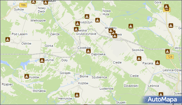 mapa Dąbrówka gmina Krasocin, Dąbrówka gmina Krasocin na mapie Targeo