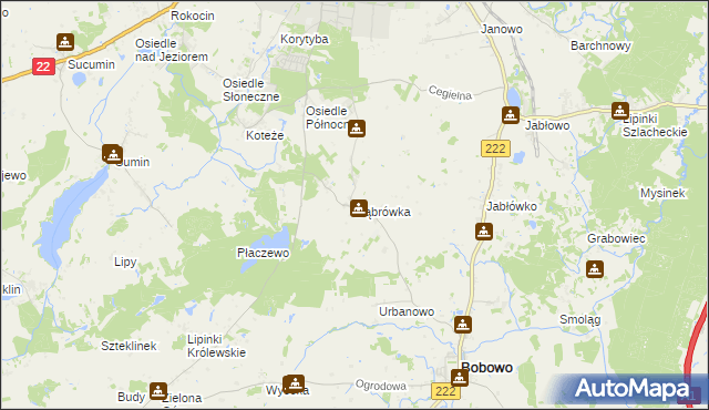 mapa Dąbrówka gmina Starogard Gdański, Dąbrówka gmina Starogard Gdański na mapie Targeo