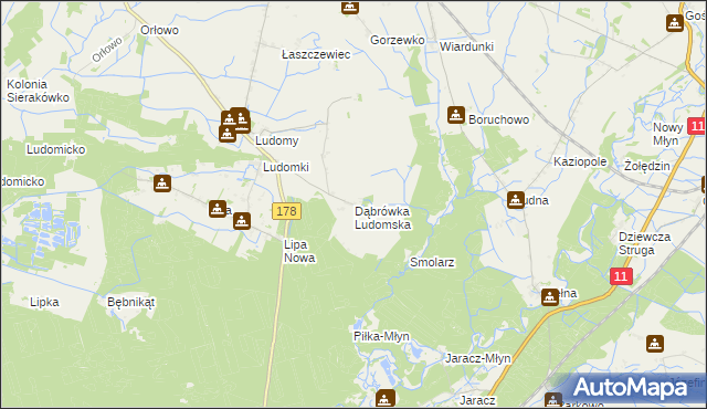 mapa Dąbrówka Ludomska, Dąbrówka Ludomska na mapie Targeo