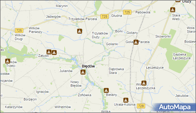 mapa Dąbrówka Nowa gmina Błędów, Dąbrówka Nowa gmina Błędów na mapie Targeo