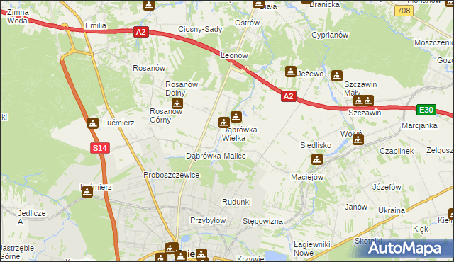 mapa Dąbrówka-Strumiany, Dąbrówka-Strumiany na mapie Targeo