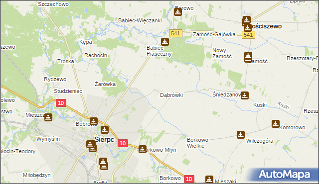 mapa Dąbrówki gmina Sierpc, Dąbrówki gmina Sierpc na mapie Targeo