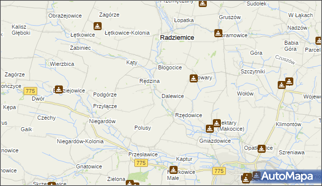 mapa Dalewice, Dalewice na mapie Targeo