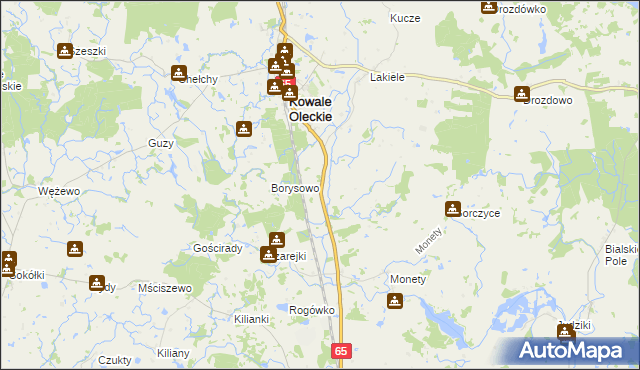 mapa Daniele gmina Kowale Oleckie, Daniele gmina Kowale Oleckie na mapie Targeo