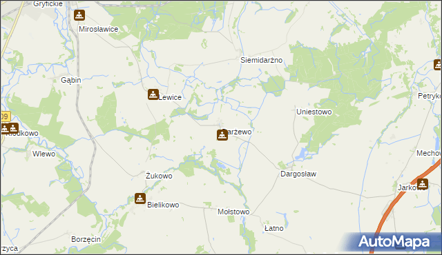 mapa Darżewo gmina Brojce, Darżewo gmina Brojce na mapie Targeo