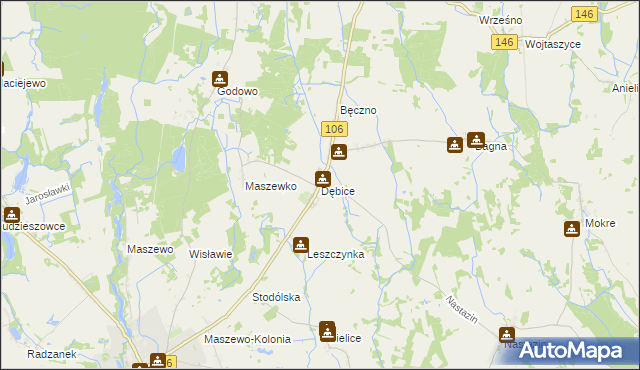 mapa Dębice gmina Maszewo, Dębice gmina Maszewo na mapie Targeo