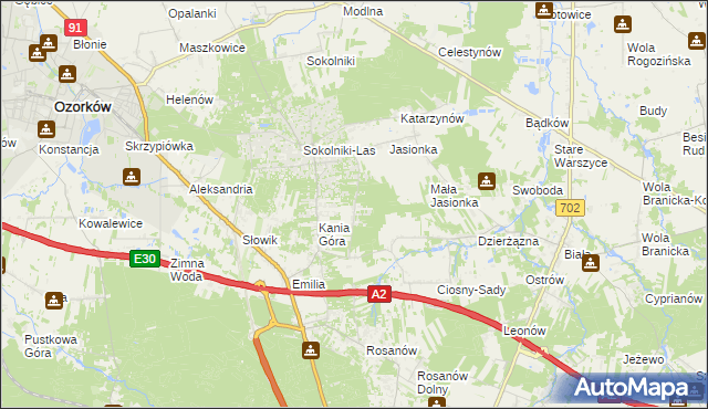 mapa Dębniak gmina Zgierz, Dębniak gmina Zgierz na mapie Targeo