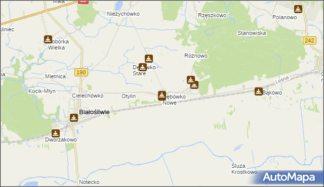 mapa Dębówko Nowe, Dębówko Nowe na mapie Targeo