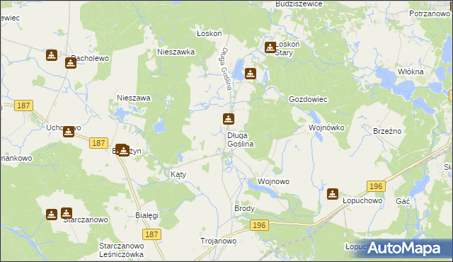 mapa Długa Goślina, Długa Goślina na mapie Targeo
