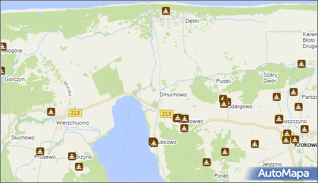 mapa Dmuchowo gmina Krokowa, Dmuchowo gmina Krokowa na mapie Targeo