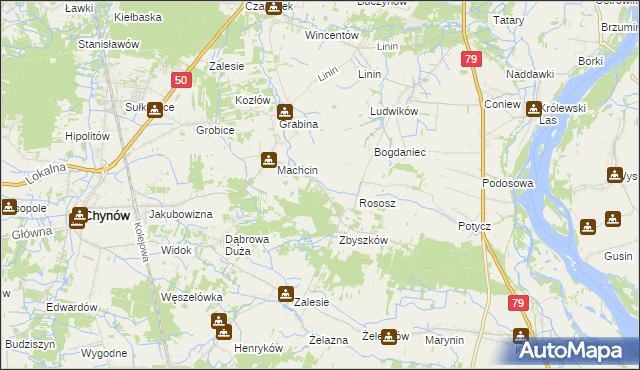 mapa Dobiecin gmina Chynów, Dobiecin gmina Chynów na mapie Targeo