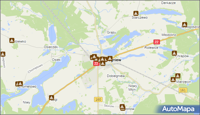 mapa Dobiegniew powiat strzelecko-drezdenecki, Dobiegniew powiat strzelecko-drezdenecki na mapie Targeo