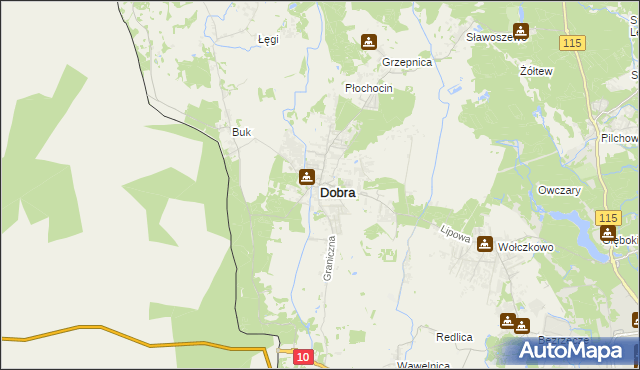 mapa Dobra gmina Dobra (Szczecińska), Dobra gmina Dobra (Szczecińska) na mapie Targeo