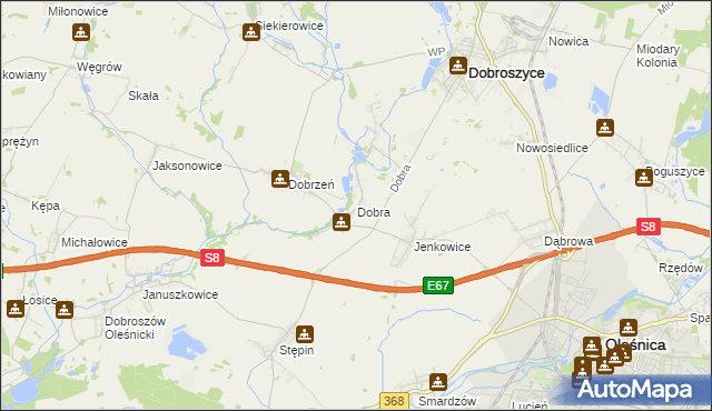 mapa Dobra gmina Dobroszyce, Dobra gmina Dobroszyce na mapie Targeo