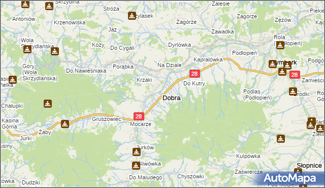 mapa Dobra powiat limanowski, Dobra powiat limanowski na mapie Targeo