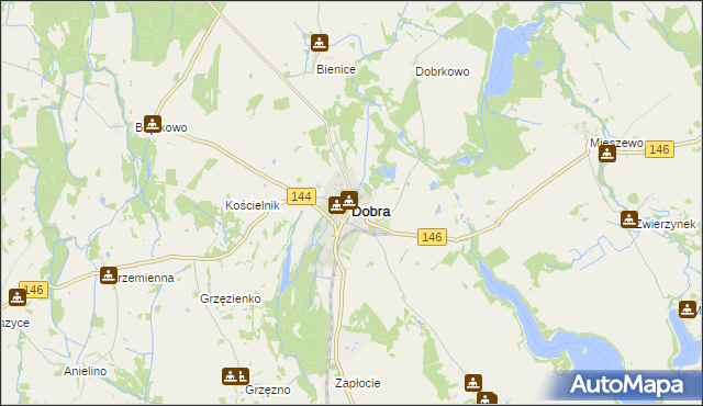 mapa Dobra powiat łobeski, Dobra powiat łobeski na mapie Targeo