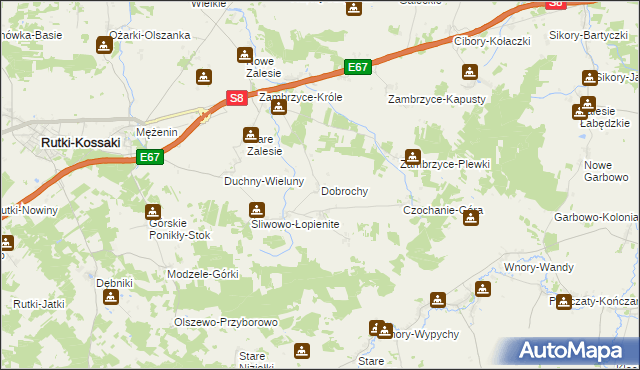 mapa Dobrochy gmina Rutki, Dobrochy gmina Rutki na mapie Targeo