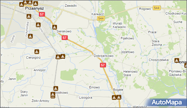 mapa Dobrzankowo, Dobrzankowo na mapie Targeo