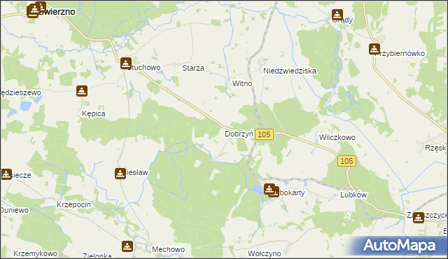 mapa Dobrzyń gmina Gryfice, Dobrzyń gmina Gryfice na mapie Targeo