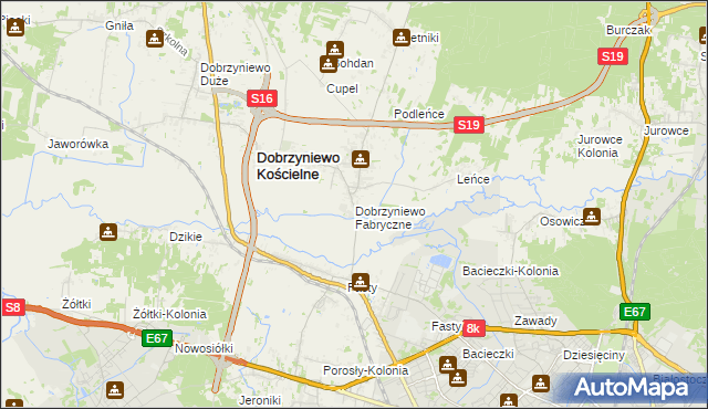 mapa Dobrzyniewo Fabryczne, Dobrzyniewo Fabryczne na mapie Targeo