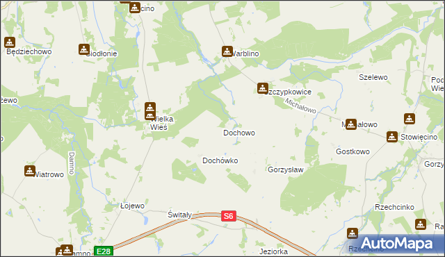 mapa Dochowo, Dochowo na mapie Targeo