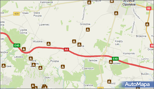 mapa Dolna gmina Leśnica, Dolna gmina Leśnica na mapie Targeo