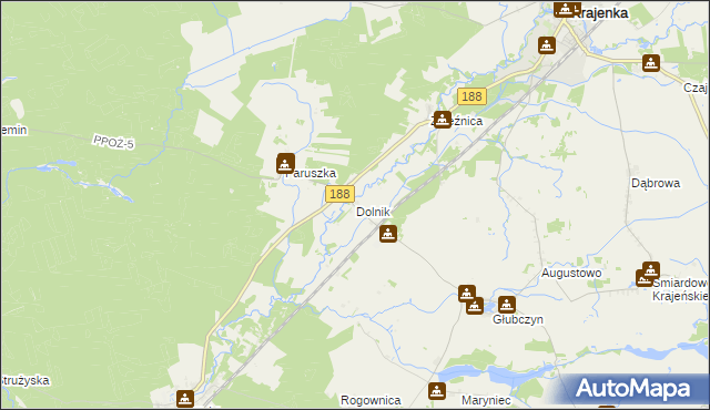 mapa Dolnik gmina Krajenka, Dolnik gmina Krajenka na mapie Targeo