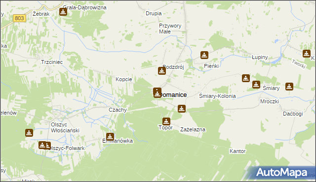mapa Domanice powiat siedlecki, Domanice powiat siedlecki na mapie Targeo