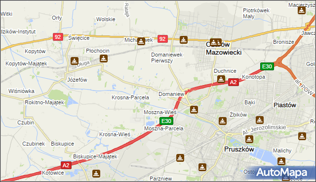 mapa Domaniew gmina Brwinów, Domaniew gmina Brwinów na mapie Targeo